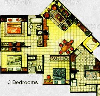 Floor Plan for 3 Bedroom Apartment